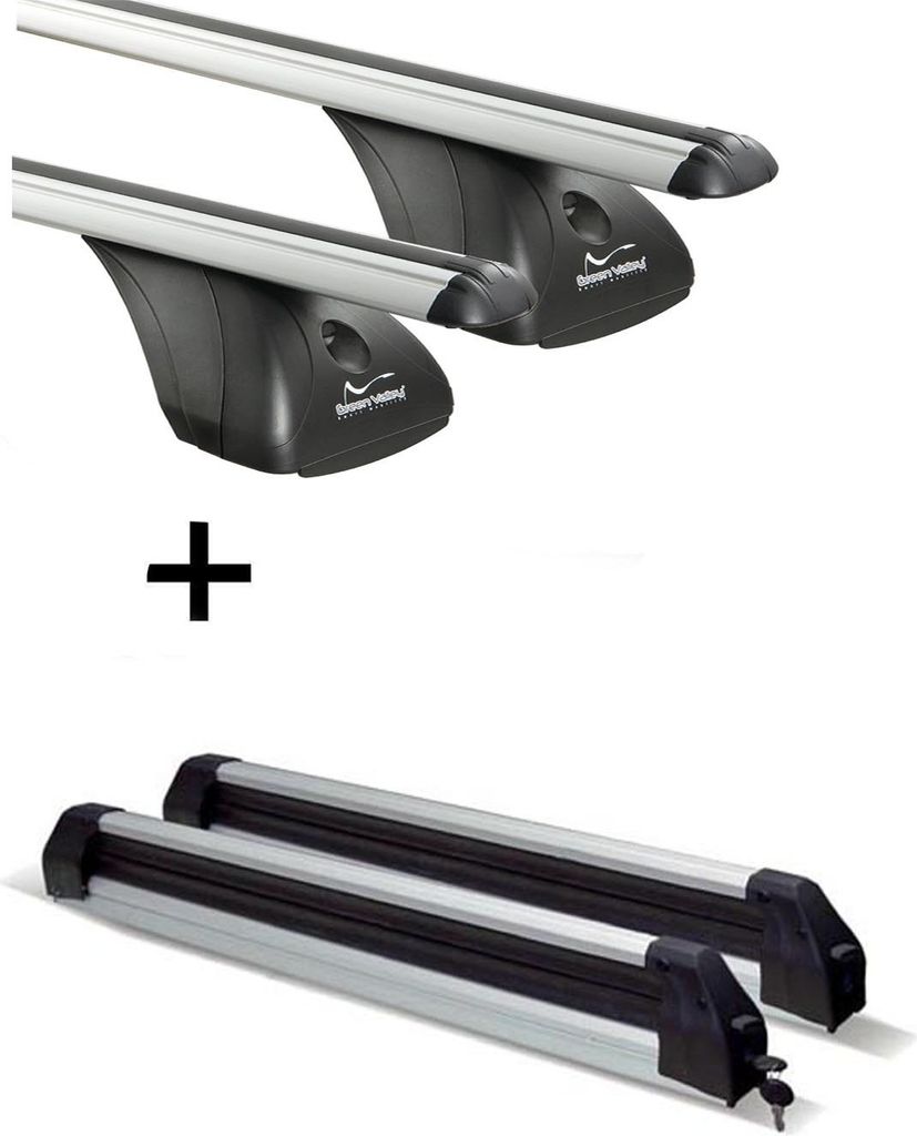 Dachträger VDP + Skiträger / Snowboardträger / Skihalter Silver Ice ausziehbar kompatibel mit für Alfa Romeo 147 3 Türer 2000-2010