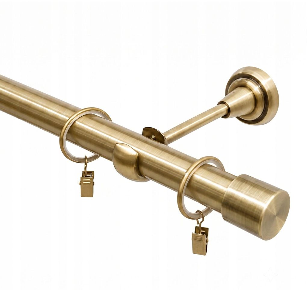 240 cm Gardinenstange Metall 1-läufig 25 mm Antikgold Produktbild 