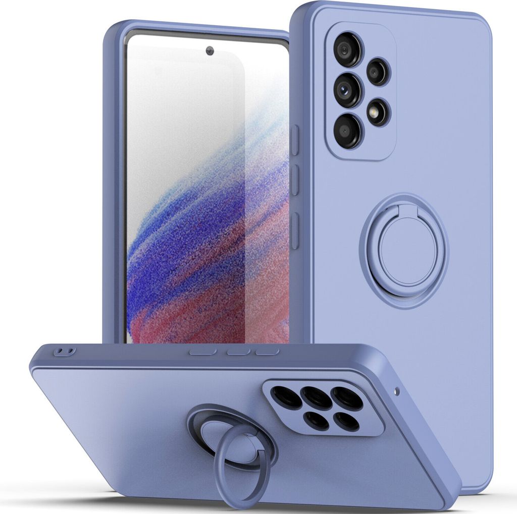 Samsung A53 5G Handyhülle, Ring Halter Ständer Kratzfeste Weiche Silikon schutzhülle für Samsung Galaxy A53 5G Violett