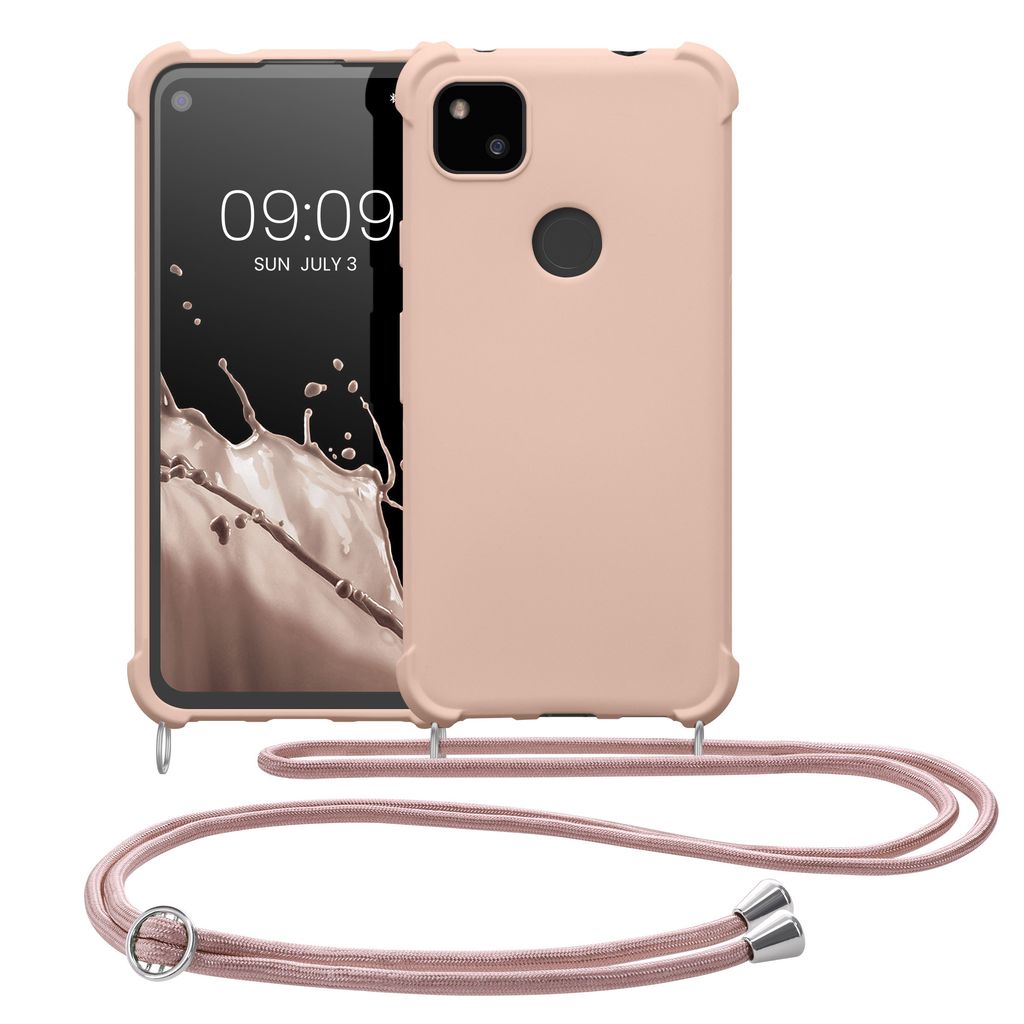 Kwmobile Handyhülle Mit Kette Für Google Pixel 5 – Transparentes Silikon-Cover Mit Umhängband
