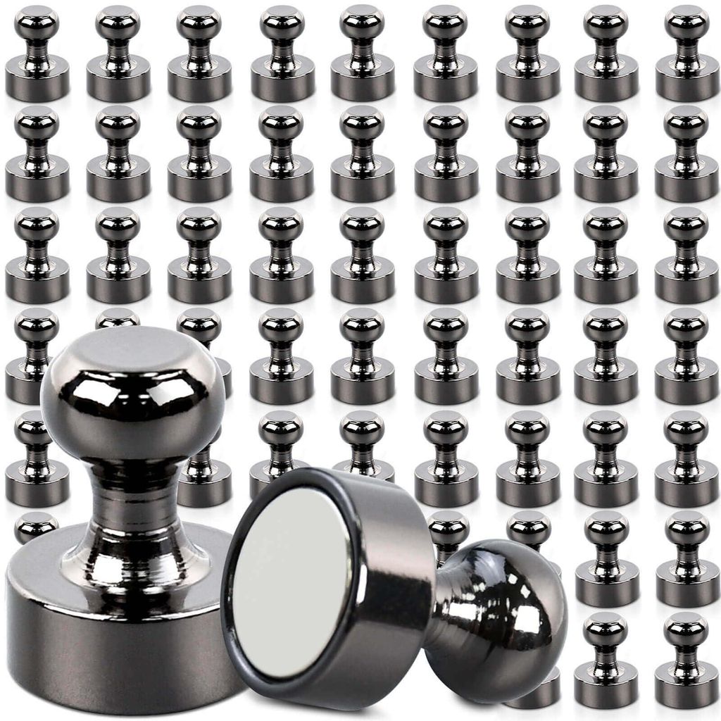 54 kleine, starke Neodym-Magnete, extra stark, glänzend schwarz, dekorative Magnete für Magnettafeln, starke Kühlschrankmagnete für Whiteboards...