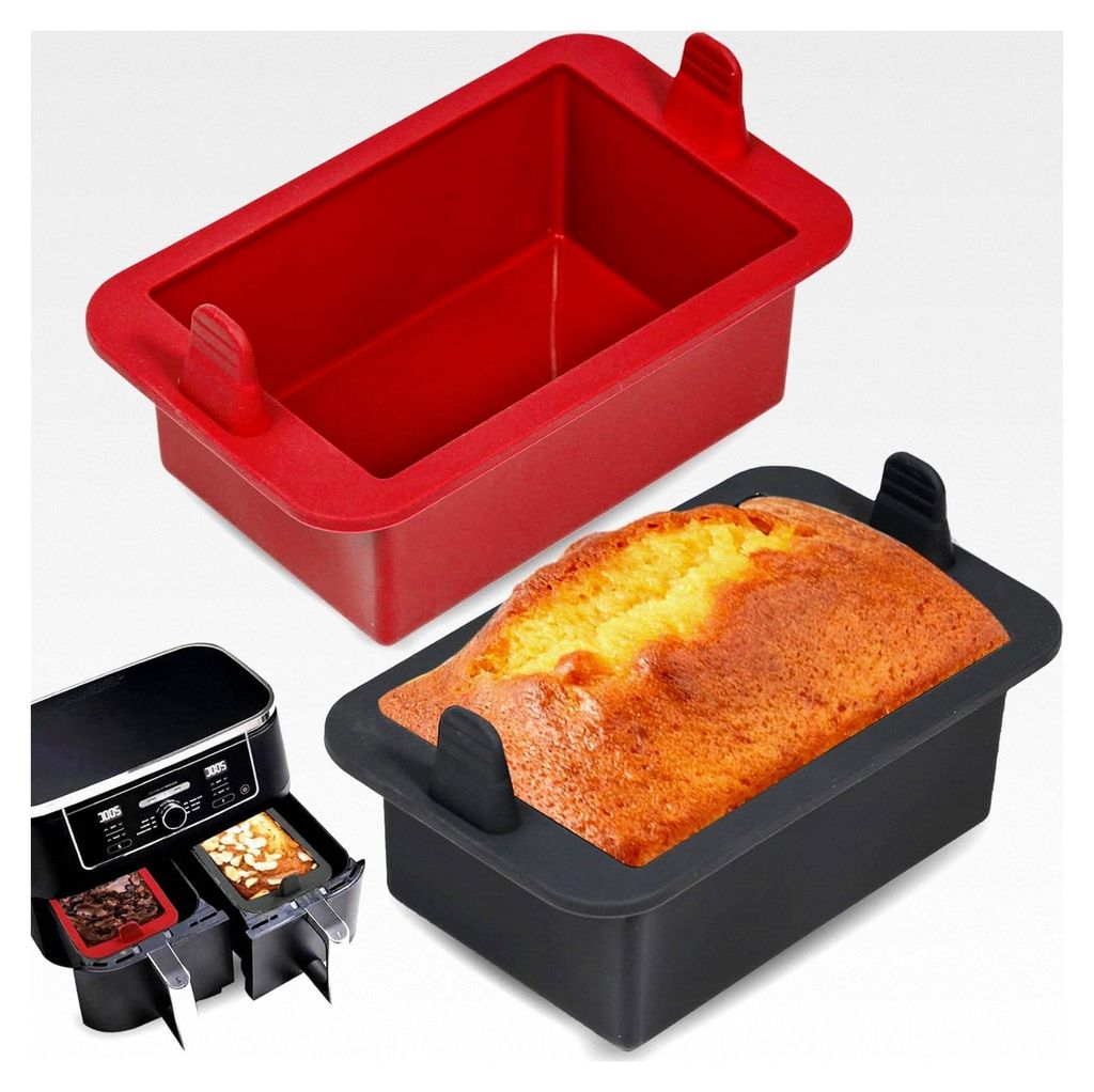 Kleine Silikon Brotbackform für Heißluftfritteuse, 2 Stück, rechteckige Form 500g, 14 x 9 x 6 cm