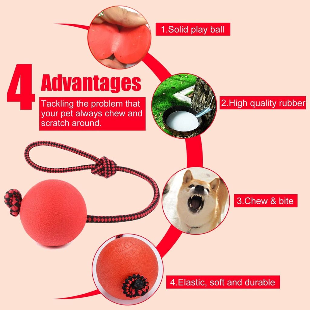 Wurfball Hund, 3 Stück Elastische Hundespielzeug Ball mit Produktbild 2