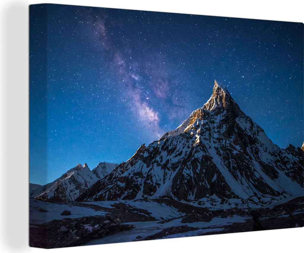 OneMillionCanvasses - Leinwandbilder - 150x100 cm, Sternenhimmel über dem Berg K2, Wandbilder Kunstdruck Wanddekoration