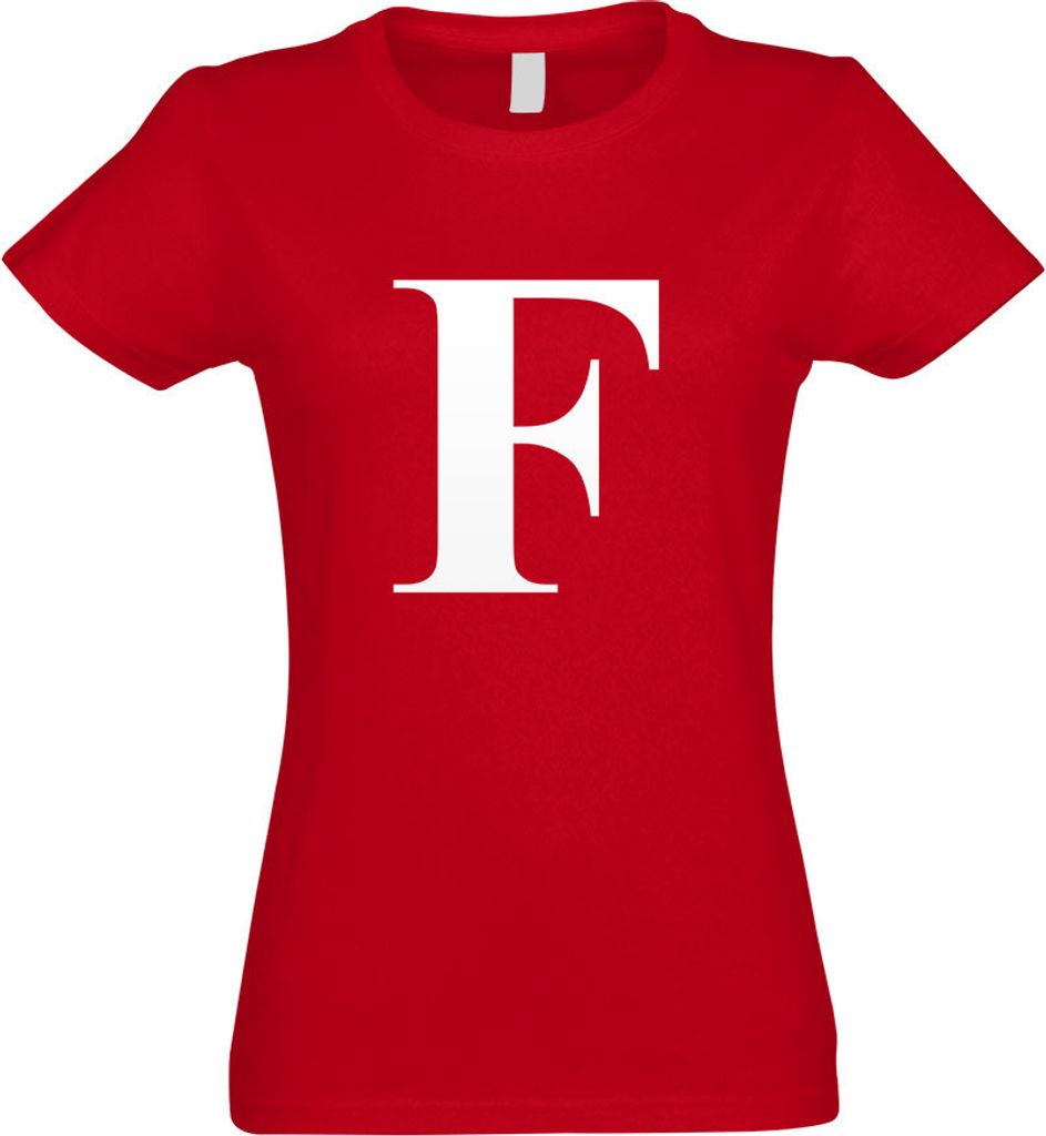 Kiwistar - T-Shirt tailliert - Damen - rot - Buchstabe F - Alphabet - mit Motiv Bedruckt - Funshirt Design - Sport - Freizeit - Damen - XL