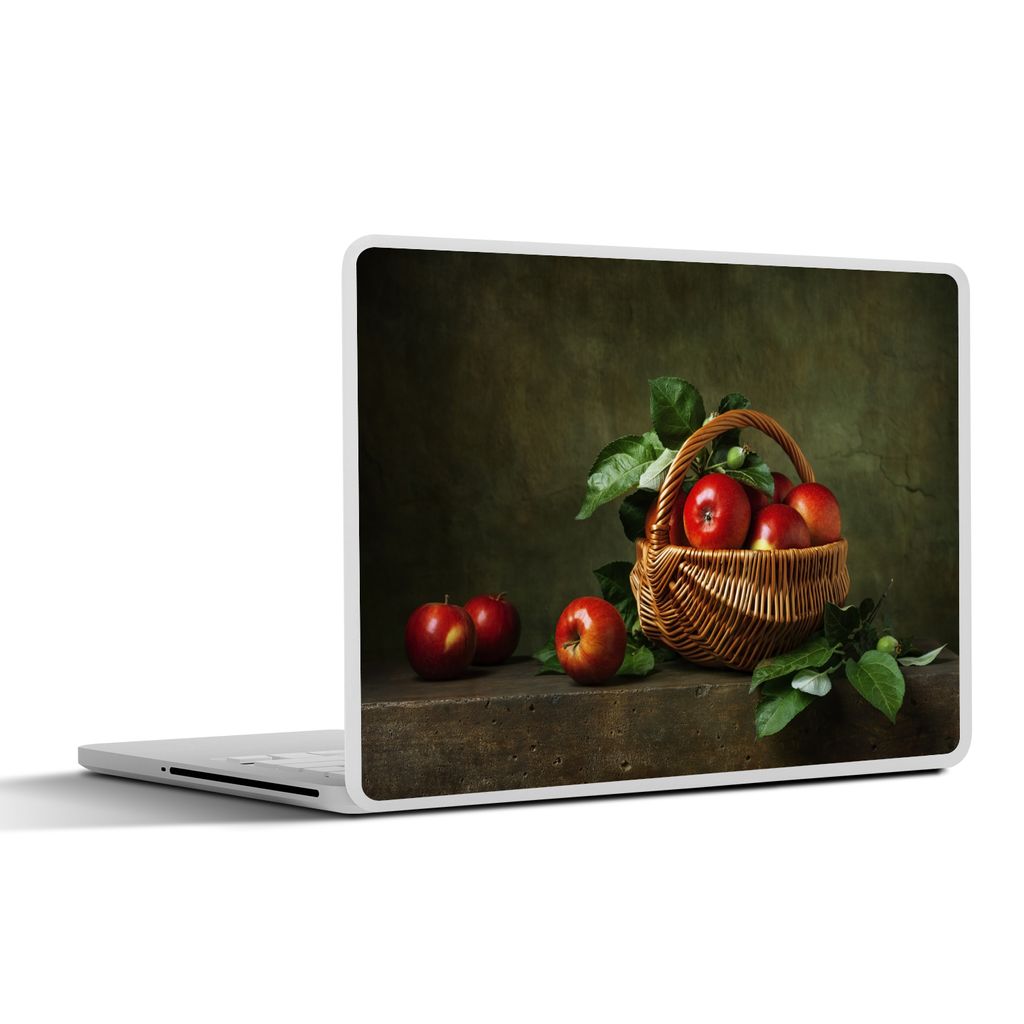 MuchoWow Laptop Aufkleber Sticker Cover Rustikal - Apfel - Obst - Rot - Korb - Stilleben 30x21 cm - Sticker für Laptop - Selbstklebend