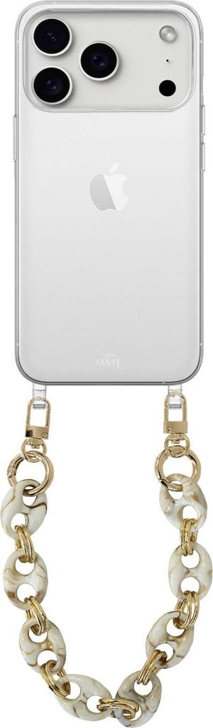 iPhone 17 Pro - Marble Creme Transparant Cord Case - Short Cord