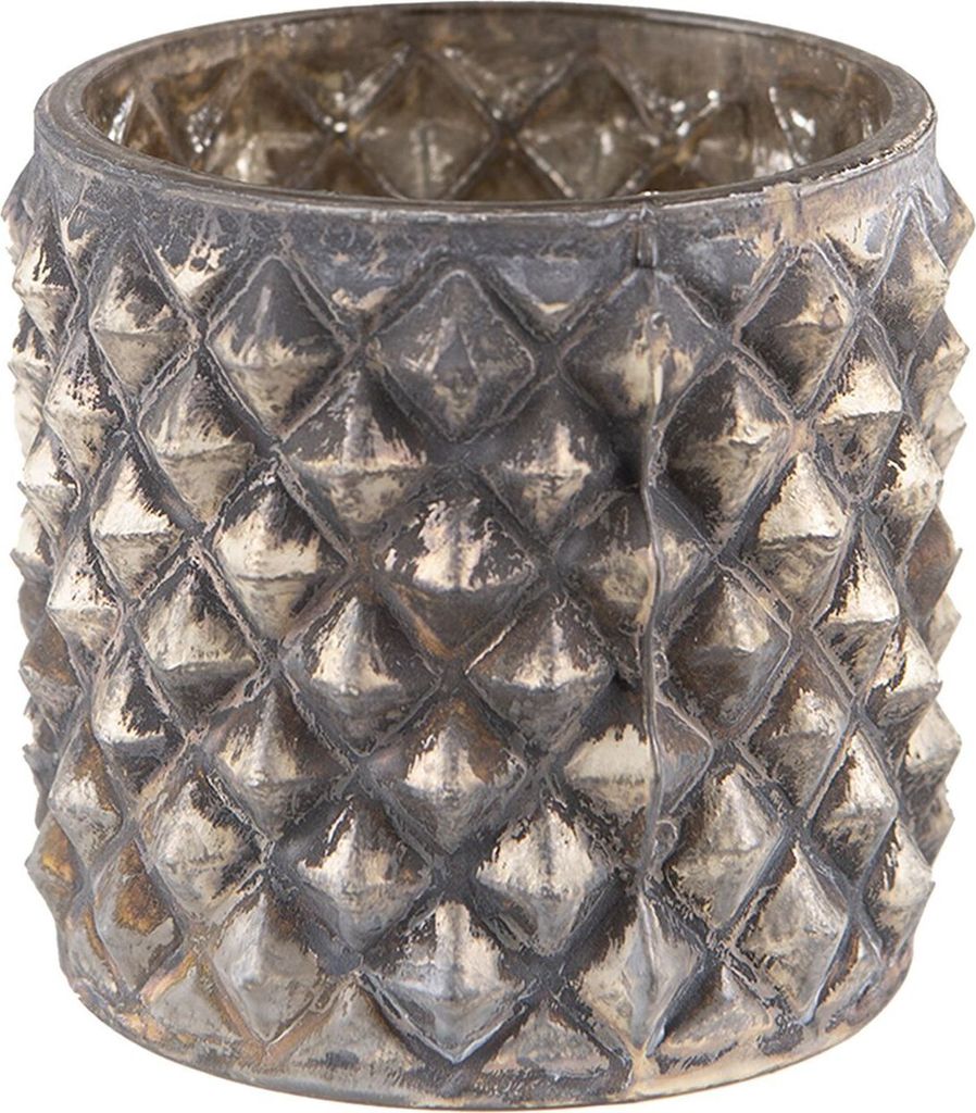 Clayre & Eef 6GL3803 Teelichthalter Ø 8x8 cm Schwarz Beige Kerzenhalter