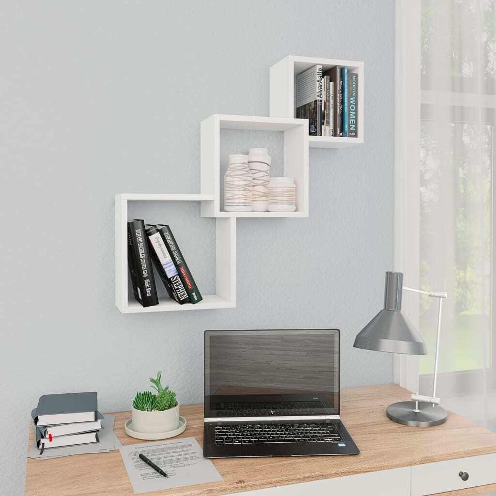 vidaXL Cube Wandregale Weiß 68x15x68 cm Holzwerkstoff Produktbild 