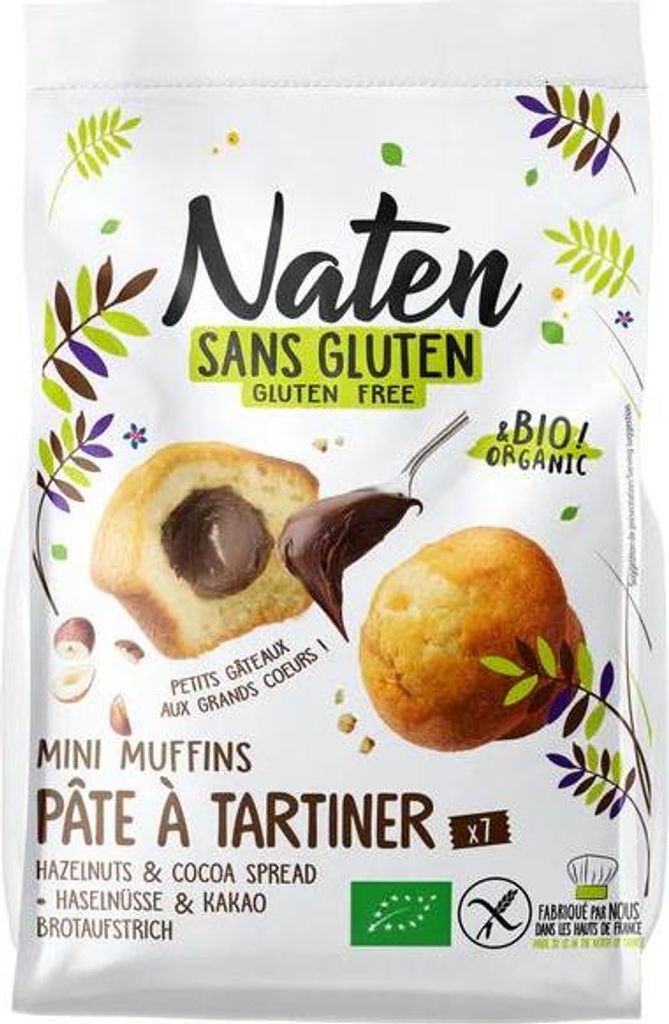 MUFFINKI MINI Z NADZIENIEM ORZECHOWO - KAKAOWYM BEZGLUTENOWE BIO 200 g - NATEN