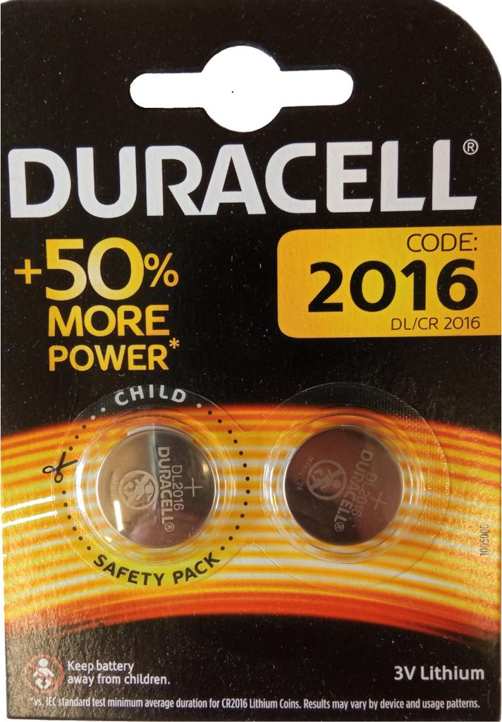 Duracell 100x Knopfzelle Lithium CR2016 2er Blister 3V DL2016 2016
