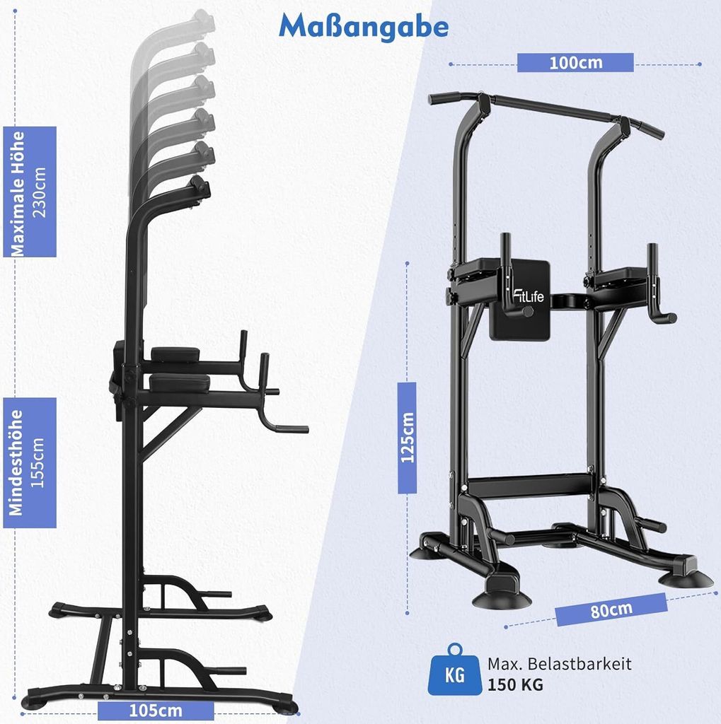 DH FitLife Power Tower Dip Station | Power Rack mit Produktbild 3