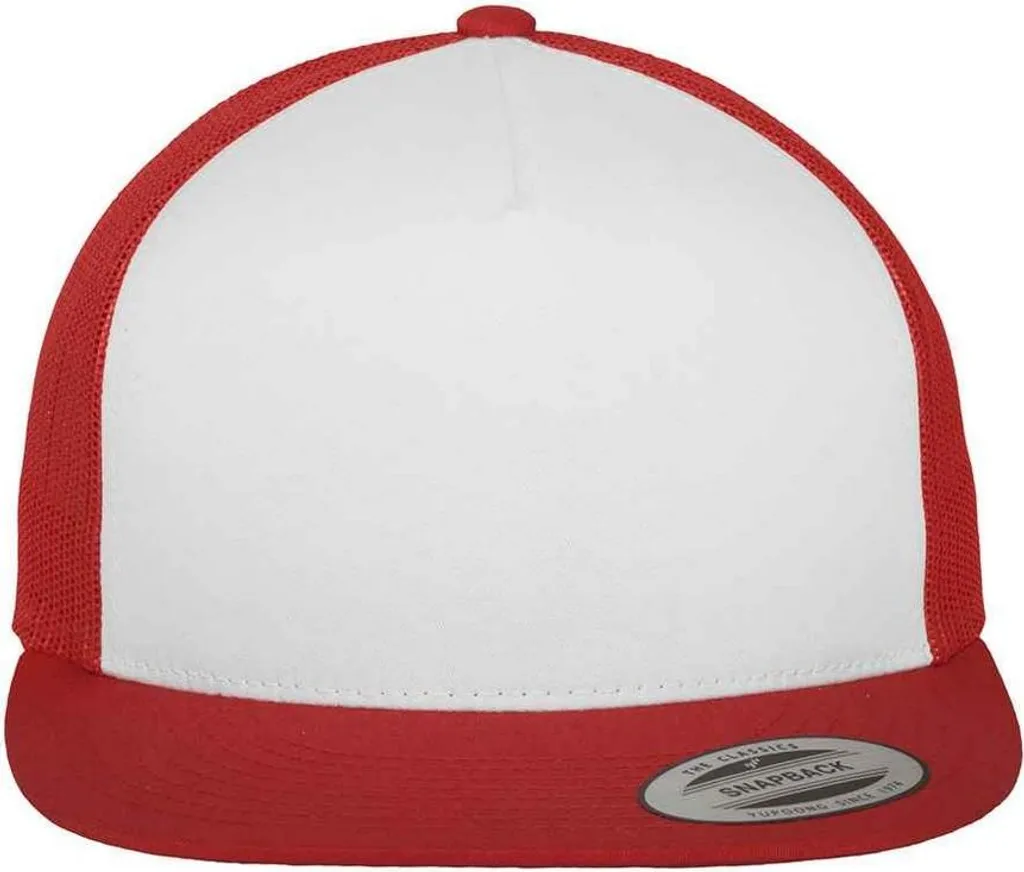Flexfit - Cappellino da camionista per uomo/donna Unisex PC5720 (Taglia unica) (Rosso/Bianco)