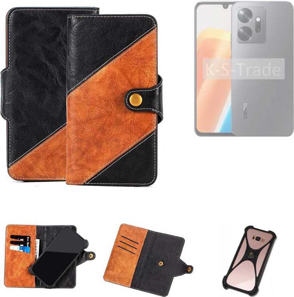 K-S-Trade Handyhülle Schutzhülle Bookstyle Case Wallet-Case kompatibel mit Infinix Zero 20 Handy Cover Bumper Klapphülle schwarz hellbraun 1x