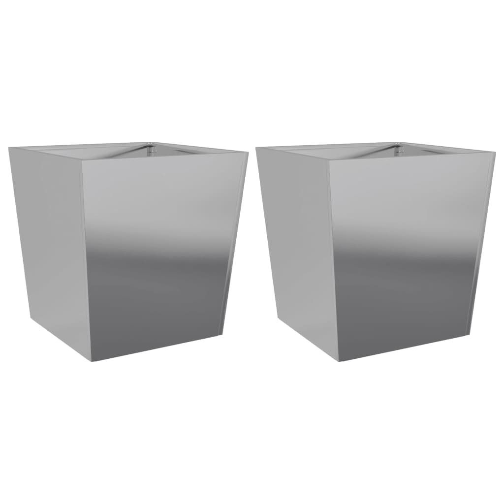 vidaXL Bac à plantes 2 pcs. 50x50x50 cm Acier galvanisé Image du produit 