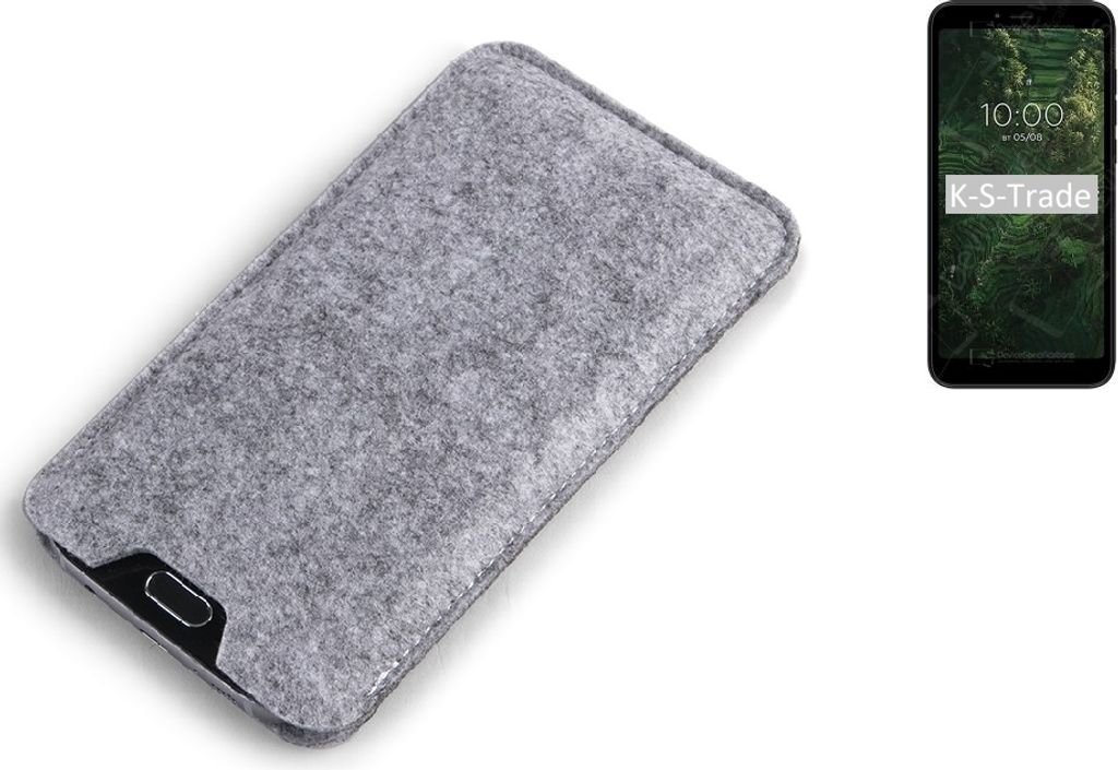 K-S-Trade Filz Handyhülle kompatibel mit BQ Mobile BQ-5745L Clever Schutzhülle Filztasche Filz Tasche Case Sleeve Handy Hülle Filzhülle grau