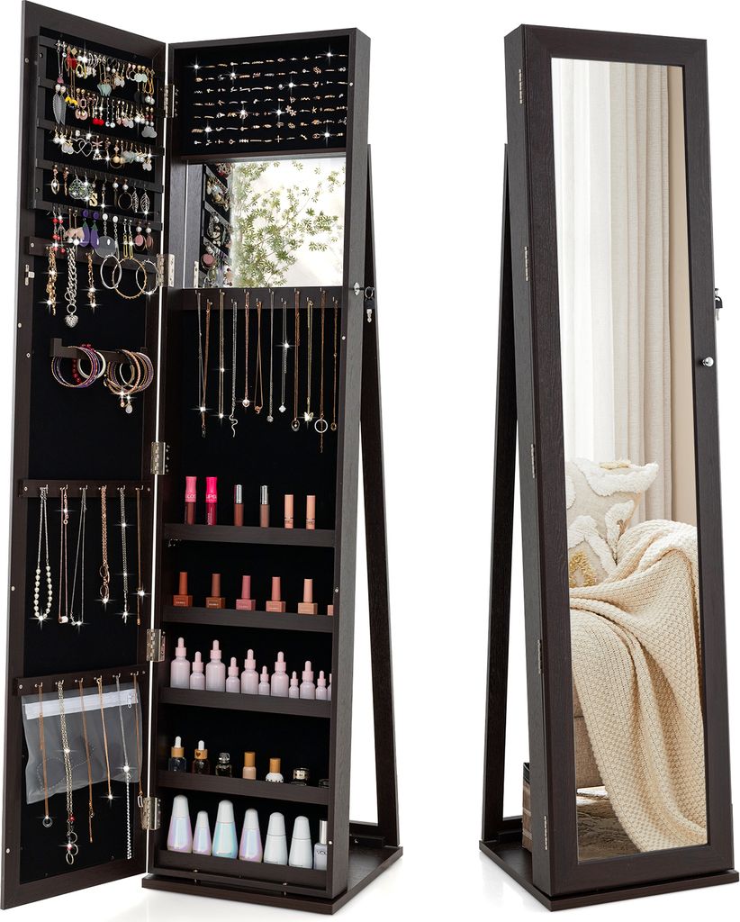 COSTWAY Armoire à bijoux, armoire à glace avec miroir Image du produit 