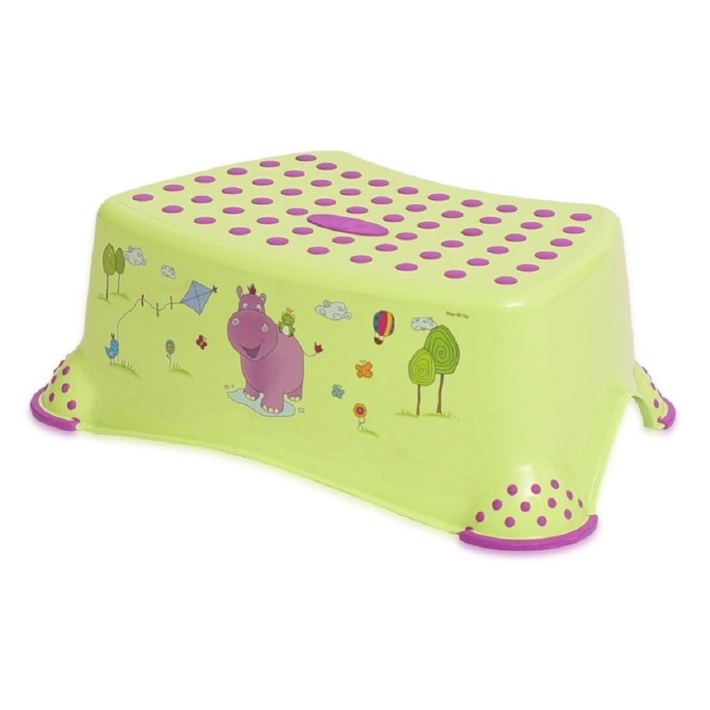 Lorelli einstufiger Kinder Badhocker Hippo, Tritthocker rutschfest, Gummi-Noppen in grn