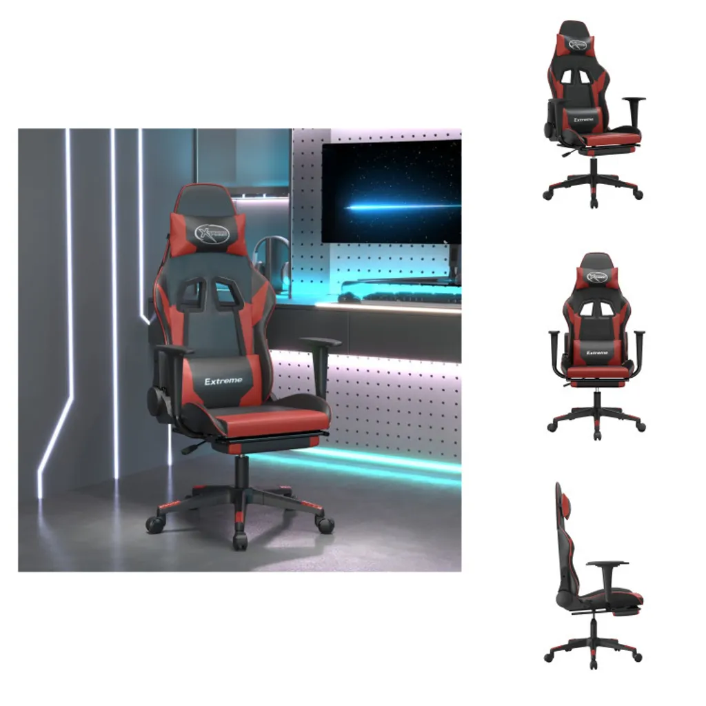 Sedia da Scrivania Gaming vidaXL in Ecopelle Rosso Vino e Nero