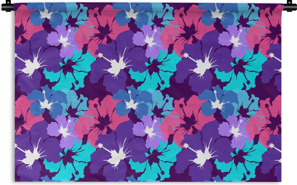 MuchoWow Wandteppich Wandbehang Tropisch - Blumen - Hawaii - Muster 120x80 cm Tapisserie Dekoration Wandtuch - Wanddekorationen - Wandtücher