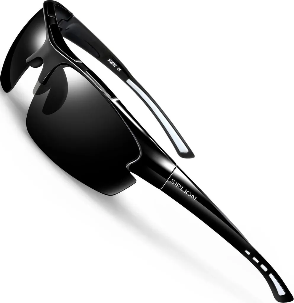 SIPLION Occhiali Da Sole Sportivi Uomo Polarizzati UV400 Con Lenti A Specchio - Nero/Blu