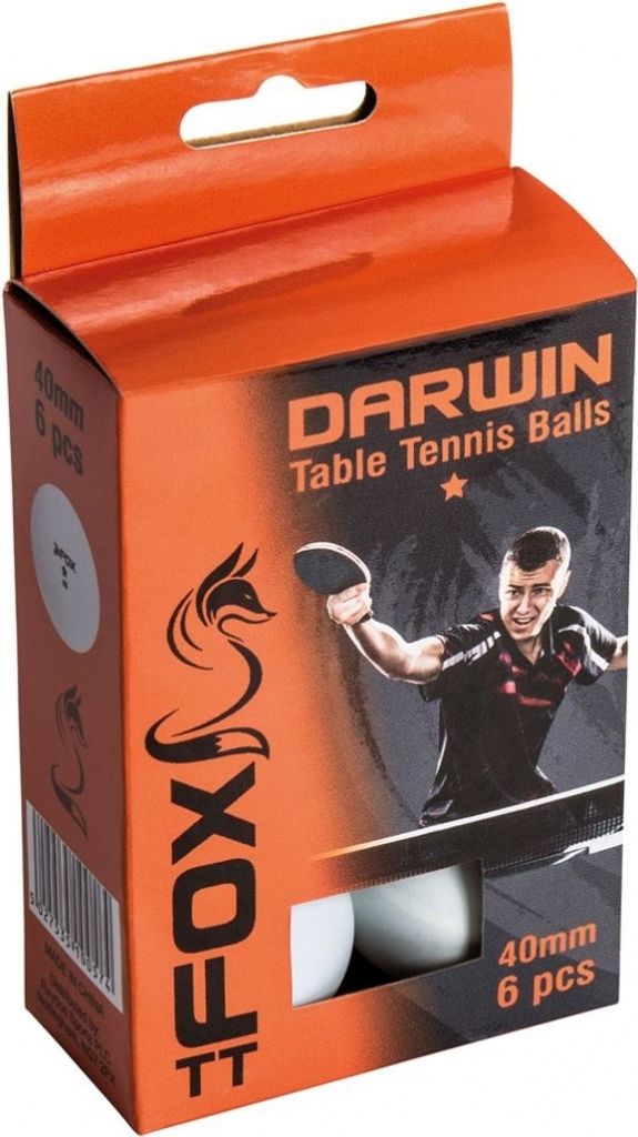 Fox TT Tischtennisbälle Darwin 1 Star 40 mm weiß 6 Stück