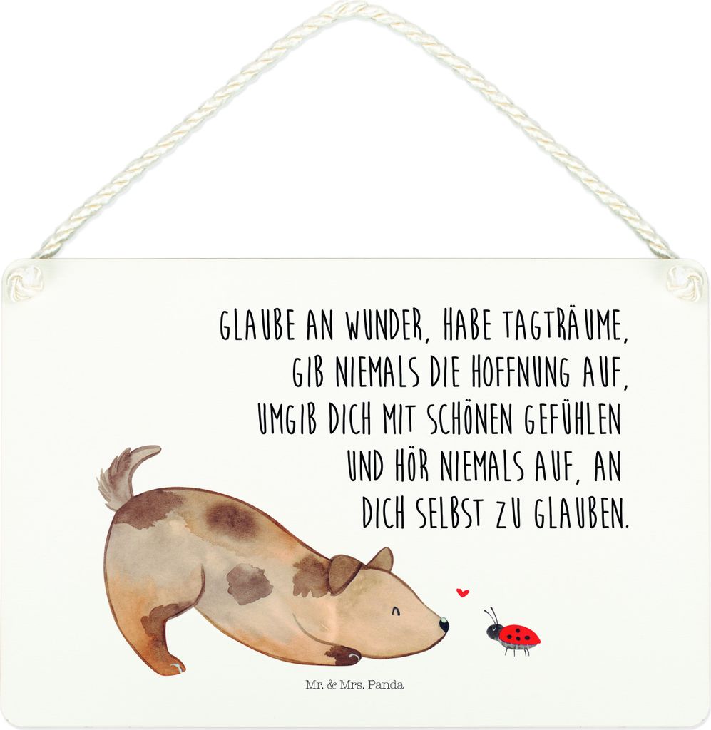 Mr. & Mrs. Panda Schild Hund Marienkäfer DIN A4 - Weiß - Geschenk, kleine aufmerksamkeit, Türschild, Deko, Sprüche, Hunde, Positiv, Mischlingsh...