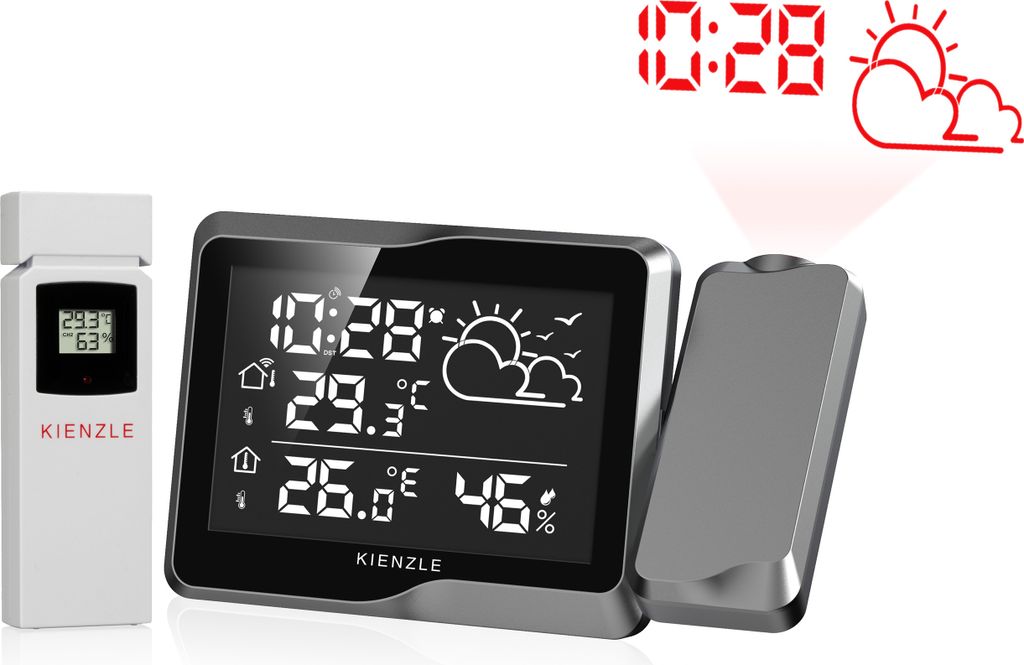 KIENZLE Funk DCF Wetterstation mit Wand-Projektion