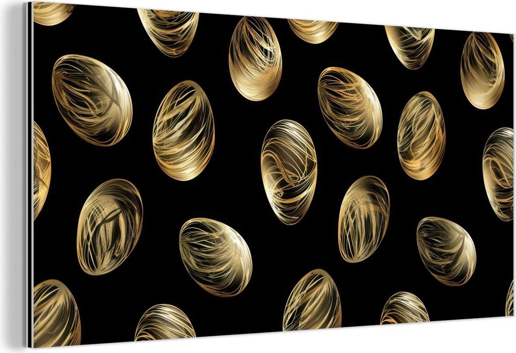 MuchoWow Wanddekoration Metall Metallbild Wandkunst 120x60 cm Eier - Gold - Muster MuchoWow Aluminium Gemälde - Metalbilder