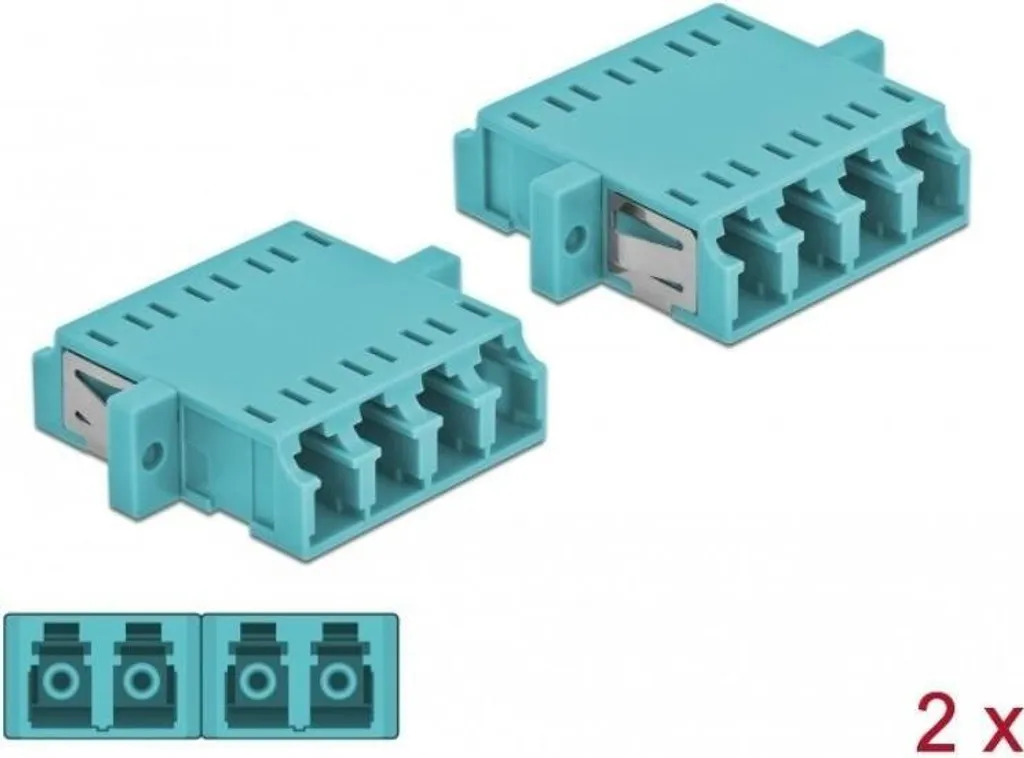 Coupleur Fibre Optique LC Quad Multimode OM3 - Adaptateur Céramique Bleu