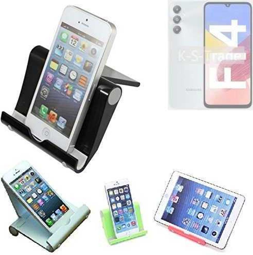 K-S-Trade Handy-Ständer kompatibel mit Samsung Galaxy F14 4G faltbarer Tischständer Smartphone Tablet Halterung Reise