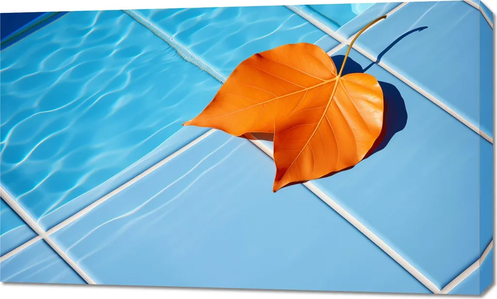 Tableau Toile 100x60 cm Feuille au bord de l'eau avec Impression HD Zen