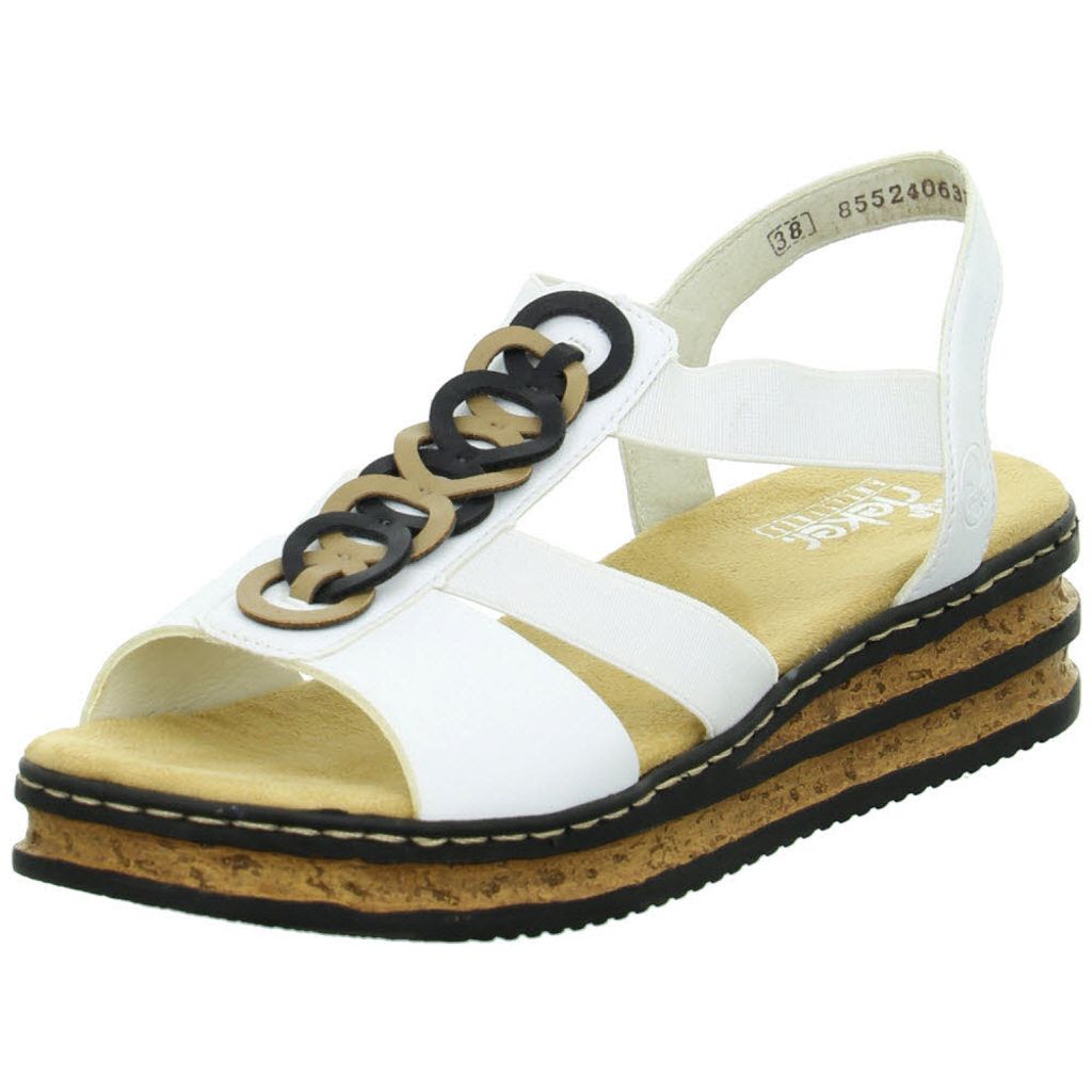 Rieker Sandaletten Weiß Kunstleder Größe: 39 Normal