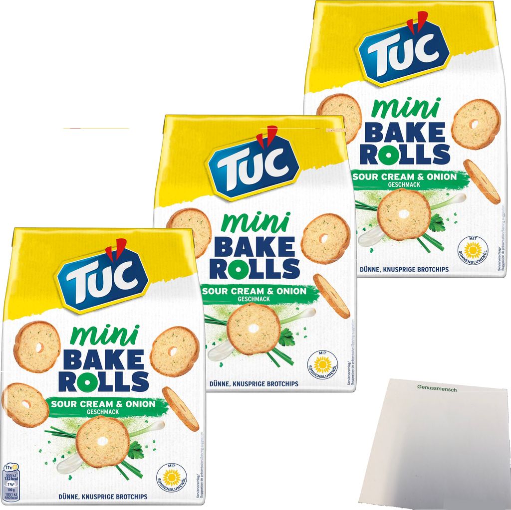 TUC Bake Rolls Sour Creme & Onion 3er Pack (3x150g Beutel) Produktbild 