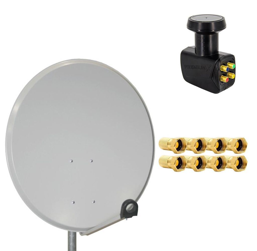 PremiumX SAT Anlage 80cm Antenne Aluminium Quad LNB 8x Produktbild 