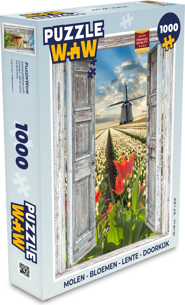 MuchoWow Puzzle 1000 Teile Blumen - Mühle - Frühling - Ausblick - Spielzeug - Alt und Jung - Spiele - Puzzeln
