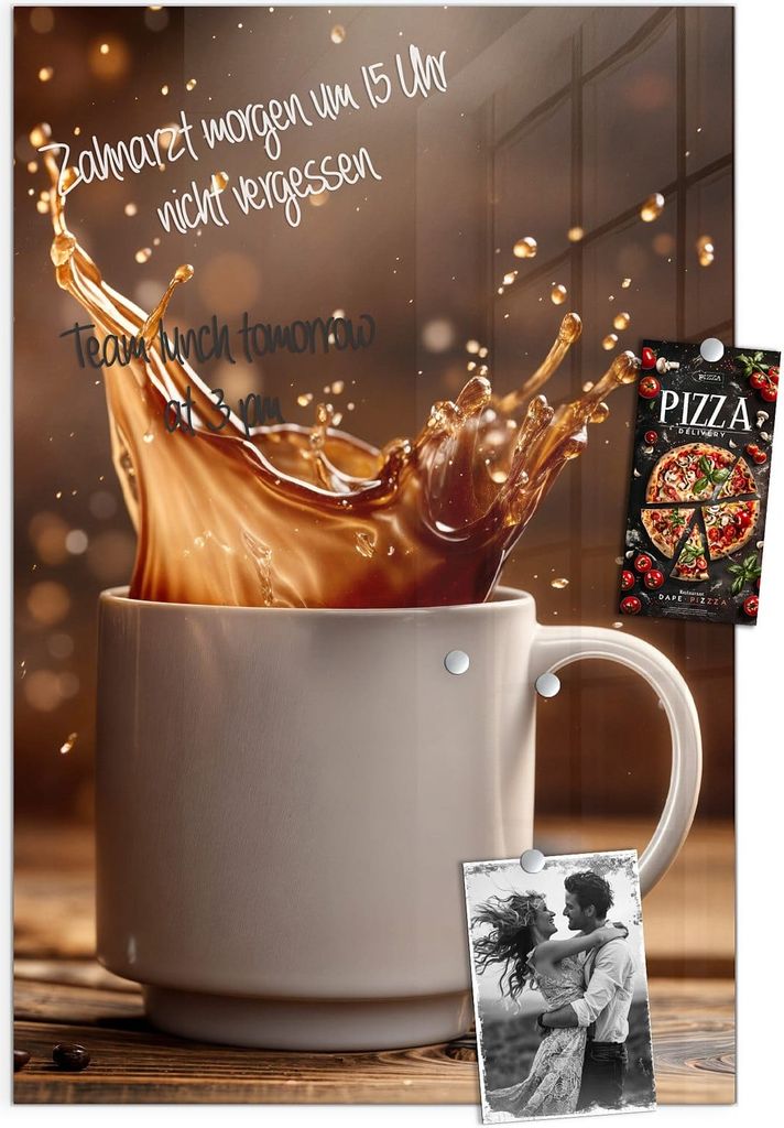 Magnettafel 60x90cm Pinnwand Whiteboard beschreibbar - Kaffee Spritzer