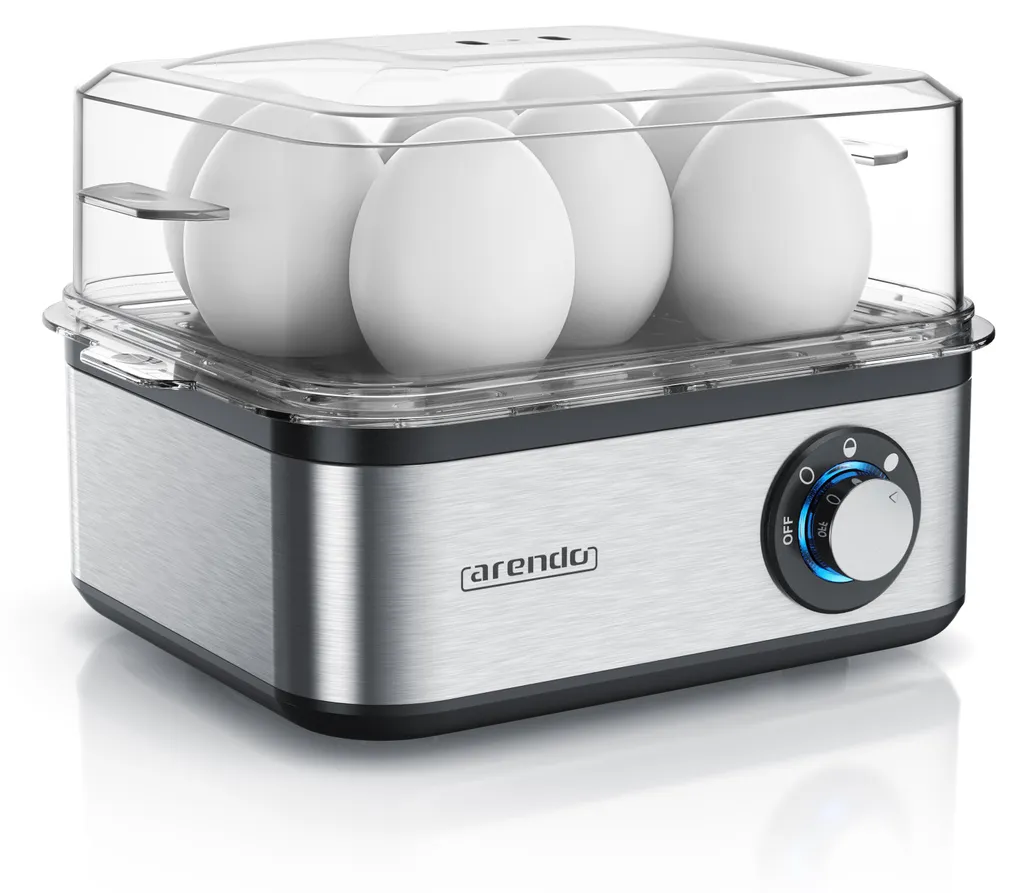 Cuit-œufs 8 portions en inox Arendo avec signal sonore et dureté réglable