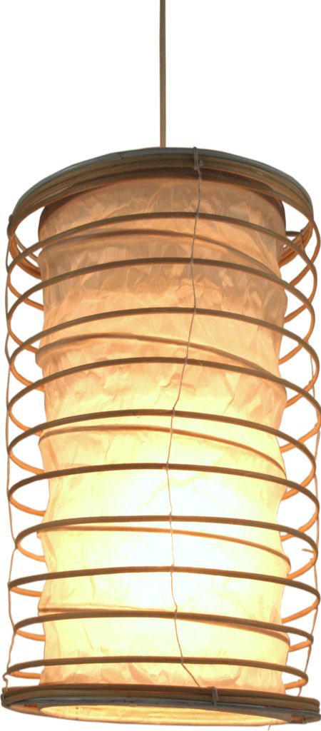 Faltbarer Lampenschirm/Deckenlampe/Deckenleuchte Malai 50, Handgemacht in Bali, Baumwolle - Natur, Weiß, Rattan,Papier, 50*25*25 cm, Asiatische La...