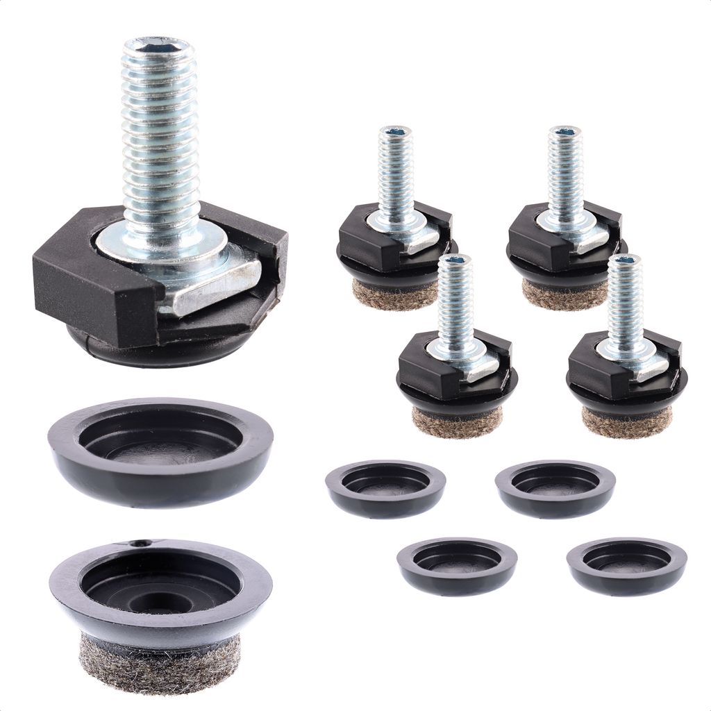 WAGNER Verstellfuß/Nivellierfuß 4tlg. Set - Ø 20 x M6 x 15 mm, QuickClick System Gleiteinsatz 20 mm Wollfilz - 15428199