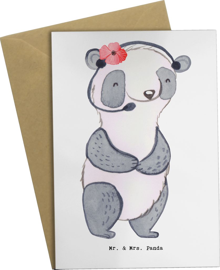 Mr. & Mrs. Panda Beileidskarte Kundendienstmitarbeiterin Herz - Weiß - Geschenk, weihnachtskarten, kommunionskarte, Headset, dankeskarten, einladu...