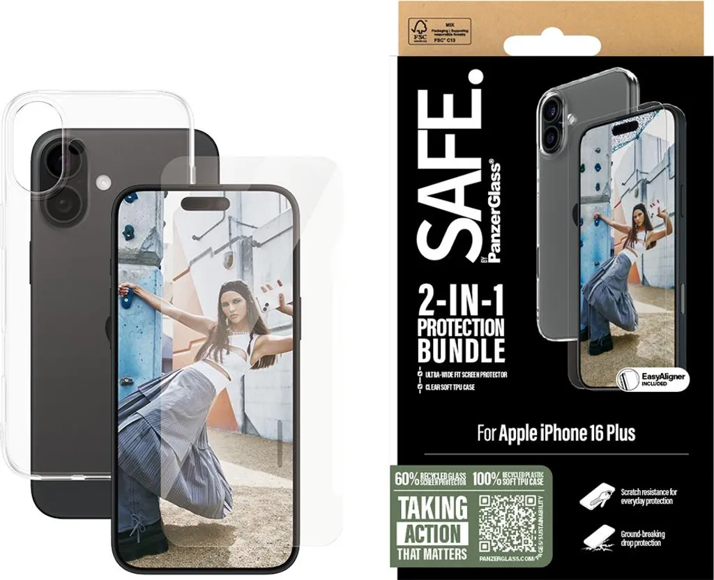 PanzerGlass SAFE. iPhone 16 Plus: Eleganza e Sicurezza Trasparente - 2