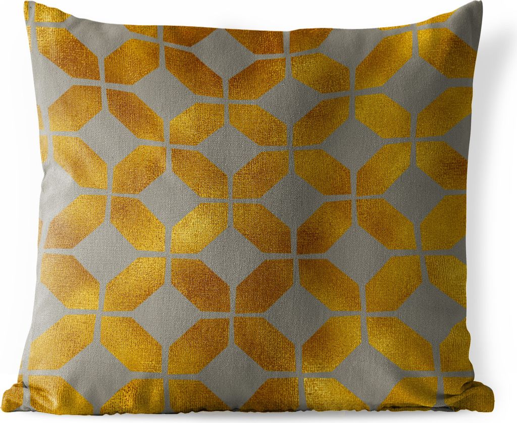 MuchoWow Outdoor Kissen - Muster - Gold - Luxus - 60x60 cm - Wetterfest - Lounge Kissen - Dekoration - Schlaf Kissen