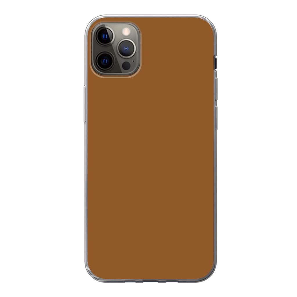 MuchoWow Handyhülle Schutzhülle Hülle für iPhone 12 Pro Max Braun - Erdton - Unifarben Silikon Softcase Handy Hülle - Hartschale