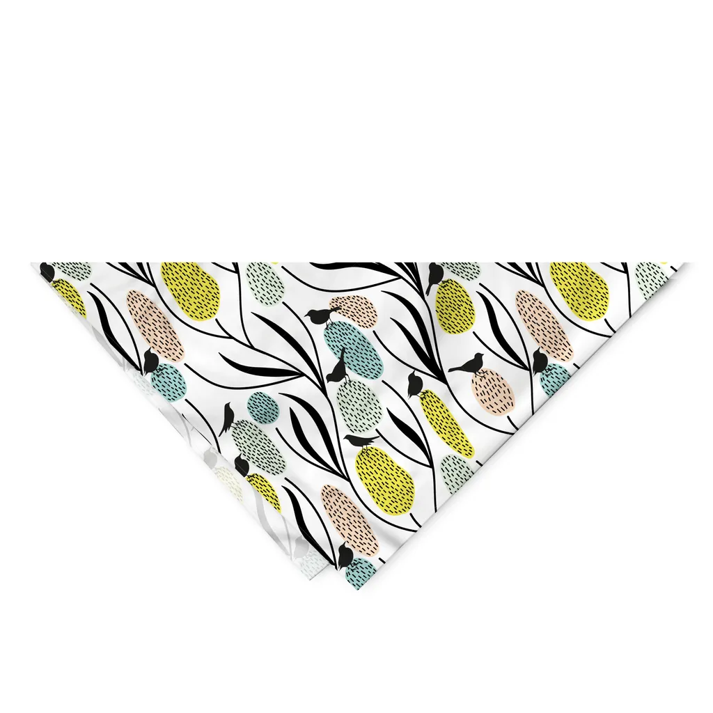 ABAKUHAUS Bandana primaverile per animali domestici, uccelli e piante astratte, 55x55 cm, multicolore grigio carbone - 2
