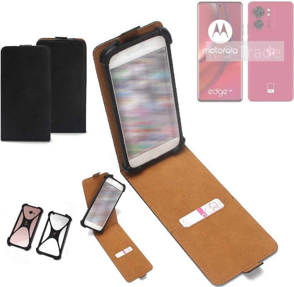 K-S-Trade Handyhülle Schutzhülle kompatibel mit Motorola Edge 40 Hülle Case Cover Flip Style Bumper schwarz 1x