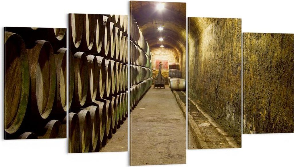 Bild auf Leinwand - Leinwandbild - Architektur Fässer Traube - 160x85cm - Wand Bild - Wanddeko - Leinwanddruck - Bilder - Kunstdruck - Wanddekorat...