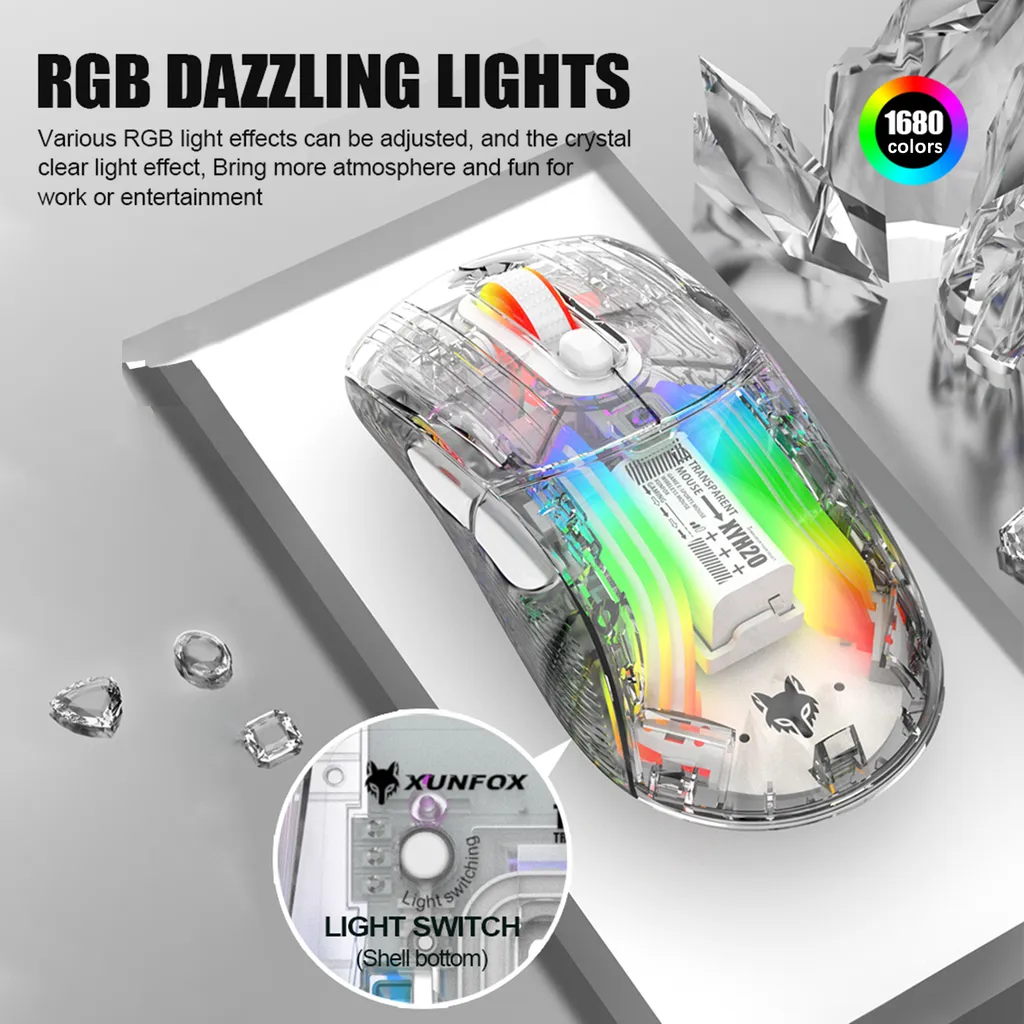Souris Silencieuse 3 Modes avec Effet RGB et DPI Ajustable - Noir Fumée