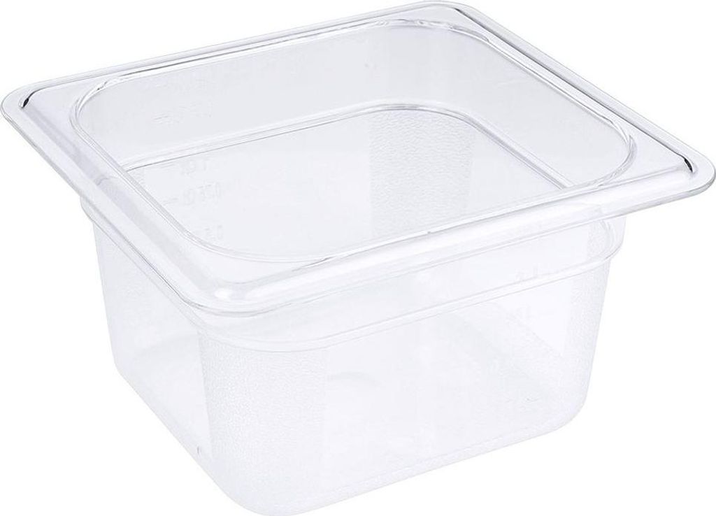 Contacto GN Behälter aus Polycarbonat transparent, GN 1/6, 17,6 x 16,2 x 10 cm, ca. 2,9 l, stapelbar, spülmaschinengeeignet