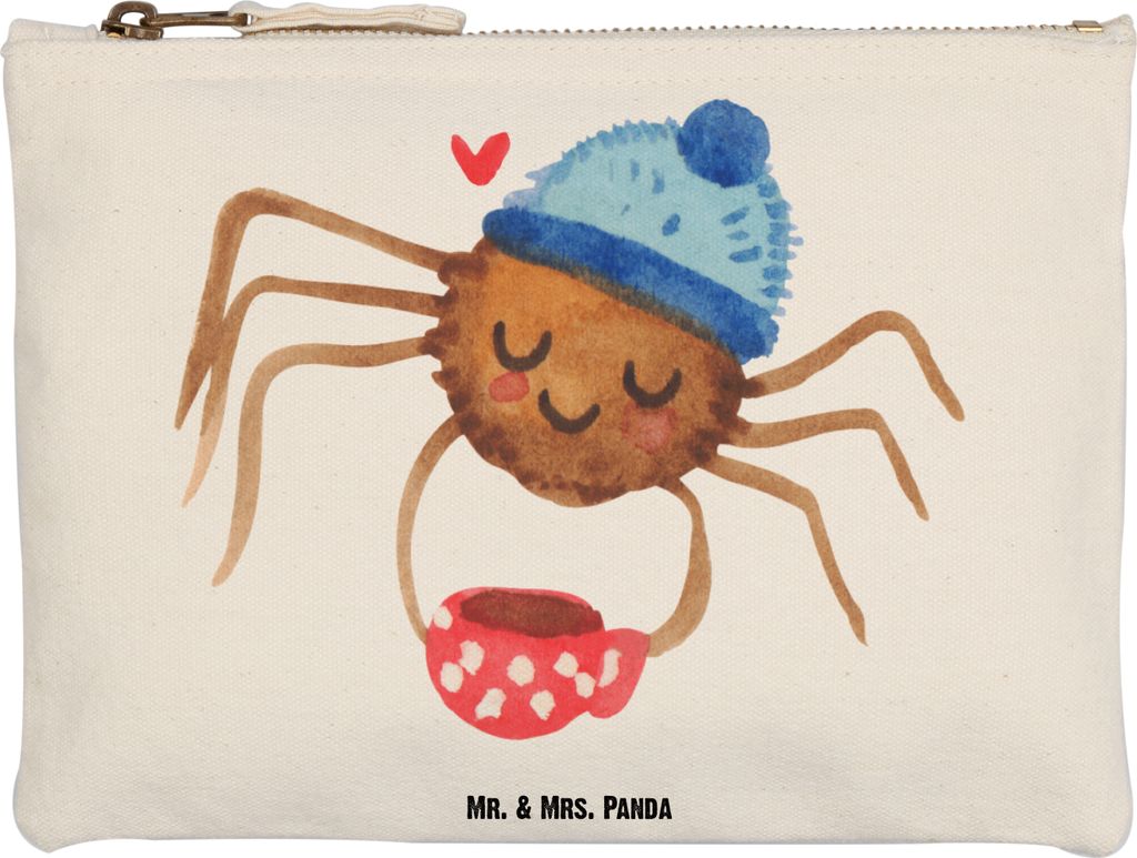 Mr. & Mrs. Panda Kosmetikbeutel Spinne Agathe Kaffee Grösse XL Große - Weiß - Geschenk, Lebensweisheiten, Weiser Spruch, kosmetiktäschchen, Kul...